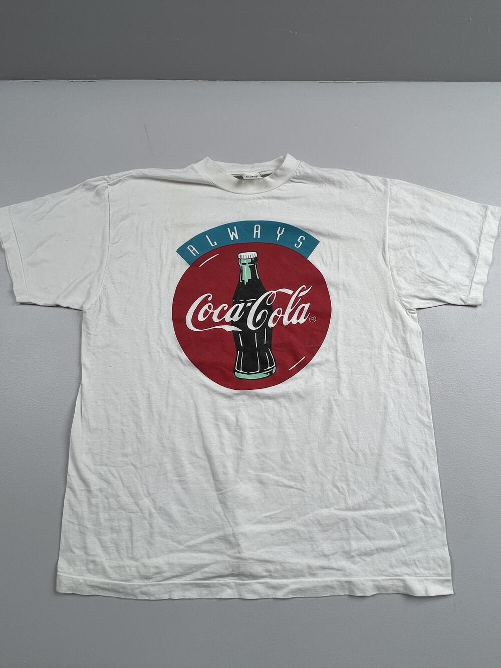 Vintage Coca-Cola Shirt Mens XL White Always Bottle Graphic Tee Soda Advertising